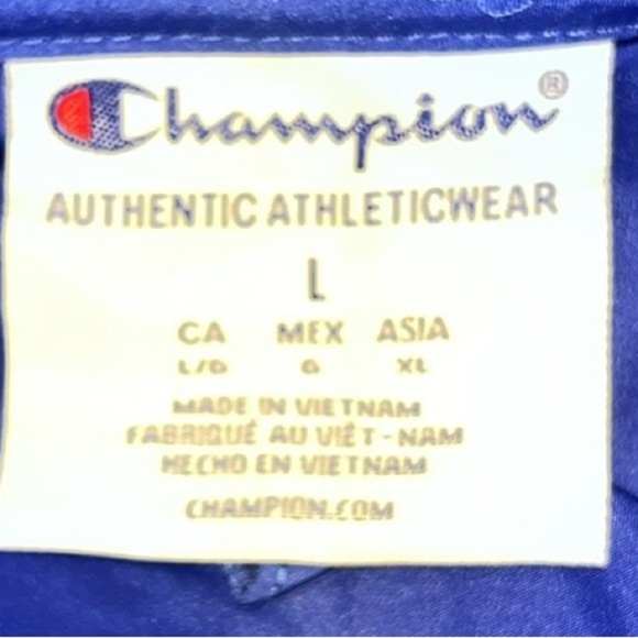 ๐ CHAMPION Packable Jacket Water Wind Resistant Hooded Pullover Blue Large - Picture 9 of 13
